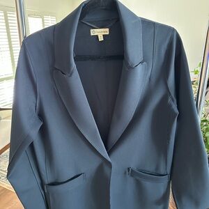 Democracy Classic Navy Blue Blazer w Raw Edge Seams and Velcro Button Size M